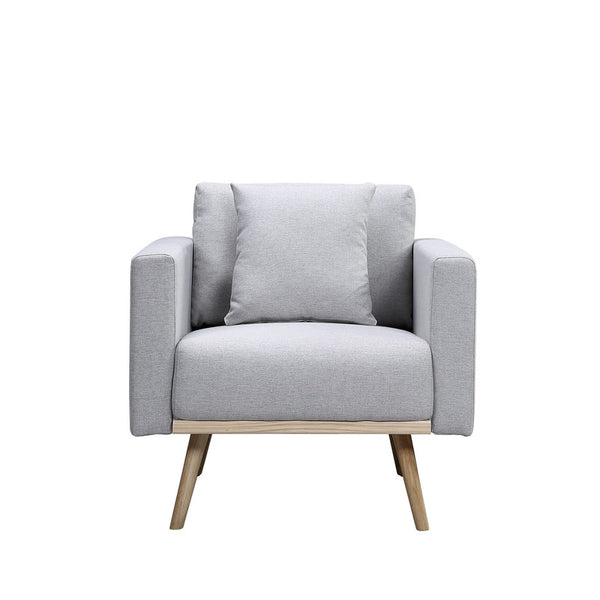 English Elm Elio Mid-century Linen Accent Chair with Usb Ports Wood Legs and Magazine Pockets B2749P413345