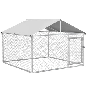 English Elm Pawhut Galvanized Steel Outdoor Dog Kennel with Waterproof Roof and Secure Latch Lock W2225P173782