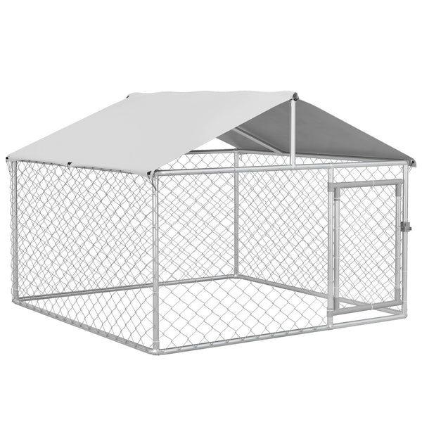English Elm Pawhut Galvanized Steel Outdoor Dog Kennel with Waterproof Roof and Secure Latch Lock W2225P173782