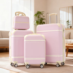 English Elm Hardshell Abs Spinner Luggage Set Four Piece Expandable Tsa Lock Travel Suitcases Light Pink N732P170218U
