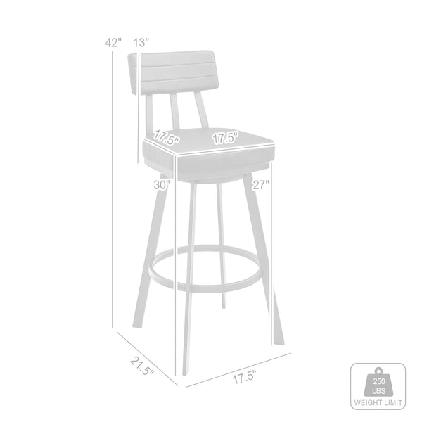 English Elm Verin Swivel Barstool Upholstered Faux Leather Seat Pedestal Base Kitchen Island B2736P354294