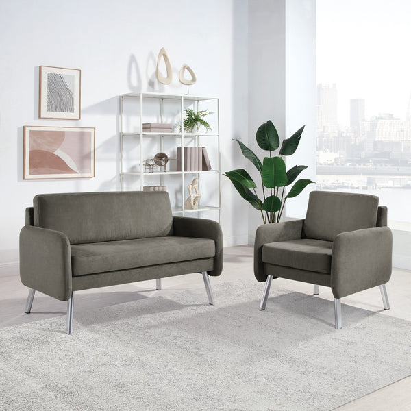 OSP Home Furnishings Lounge Seating with Chrome Base and High Density Foam for Modern Reception Areas Loveseat SL5602-SK2
