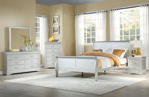 English Elm Platinum Five-Drawer Chest with Sleek Metal Handles, Spacious Storage, Modern Luxury Finish B062P209039