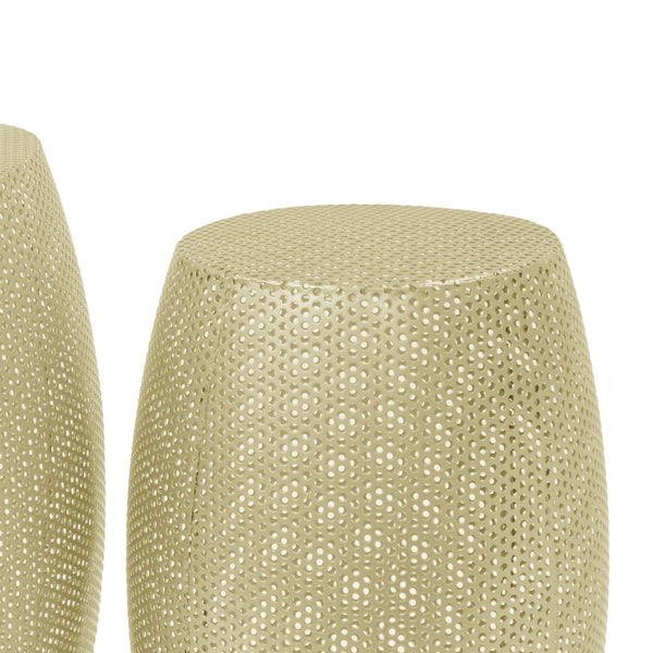 English Elm Christopher Knight Home® - Round Metal Hollow Side Table Set – Elegant Gold Drum Accent Tables For Modern Living Spaces & Décor N770P195647G