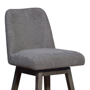 English Elm Ralena Gray Bouclé Swivel Bar Stool with Gray Oak Rubberwood Frame, 180° Swivel, Easy-Clean Upholstery B2736P268569
