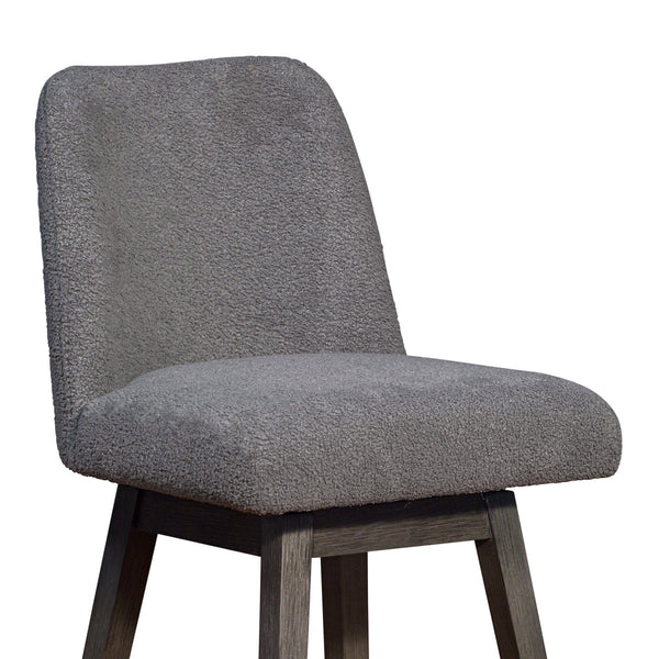 English Elm Ralena Gray Bouclé Swivel Bar Stool with Gray Oak Rubberwood Frame, 180° Swivel, Easy-Clean Upholstery B2736P268569