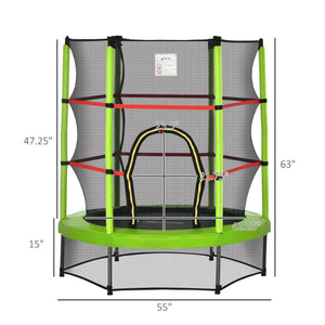 English Elm Outsunny Springless Toddler Trampoline with Enclosure Net Safe Indoor Outdoor Play W2225P217342