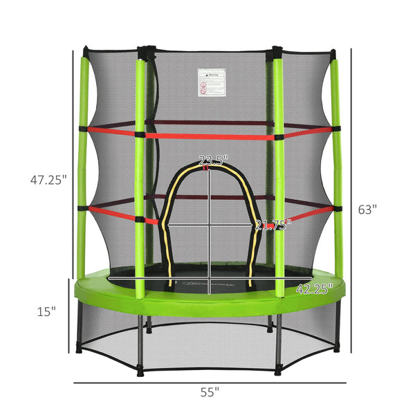 English Elm Outsunny Springless Toddler Trampoline with Enclosure Net Safe Indoor Outdoor Play W2225P217342