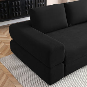 English Elm 81'' Corduroy Floor Sofa Convertible Loveseat Futon Sleeper with Foam Fill and Pillows Black W1117P459730