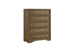 English Elm 5 Drawer Hickory Veneer Chest with Cedar Lined Base and Felt Top for Bedroom B2699P439938