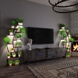 English Elm Plant Stand Indoor With Adjustable Grow Lights, 9-Tier Metal Shelf For Beautiful Home Displays T3210P356964-GIGA