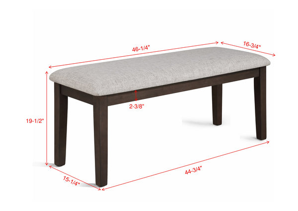 English Elm 6pc Dining Set with Rich Wood Finish, Dual Hidden Storage & Side Drawers, Upholstered Bench Comfortability Beige,Light Brown 40.75 L x 71.25 W x 7.25 H B011S01927