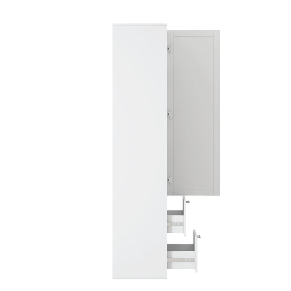 English Elm Standard Freestanding Pantry Cabinet Tall White Kitchen Storage with Drawers and Shelves W331P373802