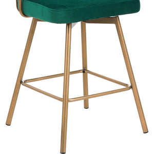 English Elm Christopher Knight Home® - 26" 26" Counter Height Bar Stools Set of 2 Green 180° Swivel Upholstered Bucket Seats with Gold Legs for Kitchen Island Cafe Pub Comfort Durability 26" N762P271582F