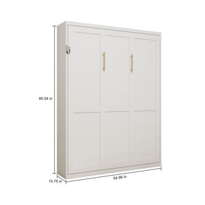 English Elm Multifunctional Queen Murphy Wall Bed with Hydraulic Soft Close and Solid Wood Slat Support W5290S00001