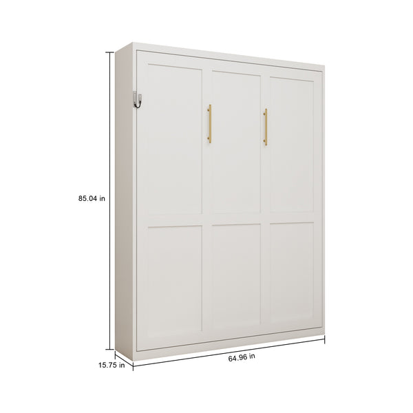 English Elm Multifunctional Queen Murphy Wall Bed with Hydraulic Soft Close and Solid Wood Slat Support W5290S00001