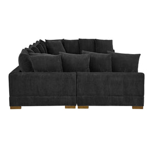 English Elm Large Corduroy Modular Sectional Sofa Sleeper with Ribbed Texture for Open Living Black B2748S00013