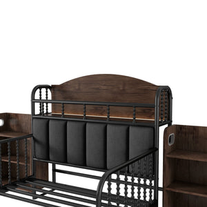 English Elm Twin Solid Wood Platform Bed with Guardrail for Kids, Low-Profile Sturdy Pine Frame, Safe Sleep Solution Black 45.87 L x 17.72 W x 11.22 H W2593P337457