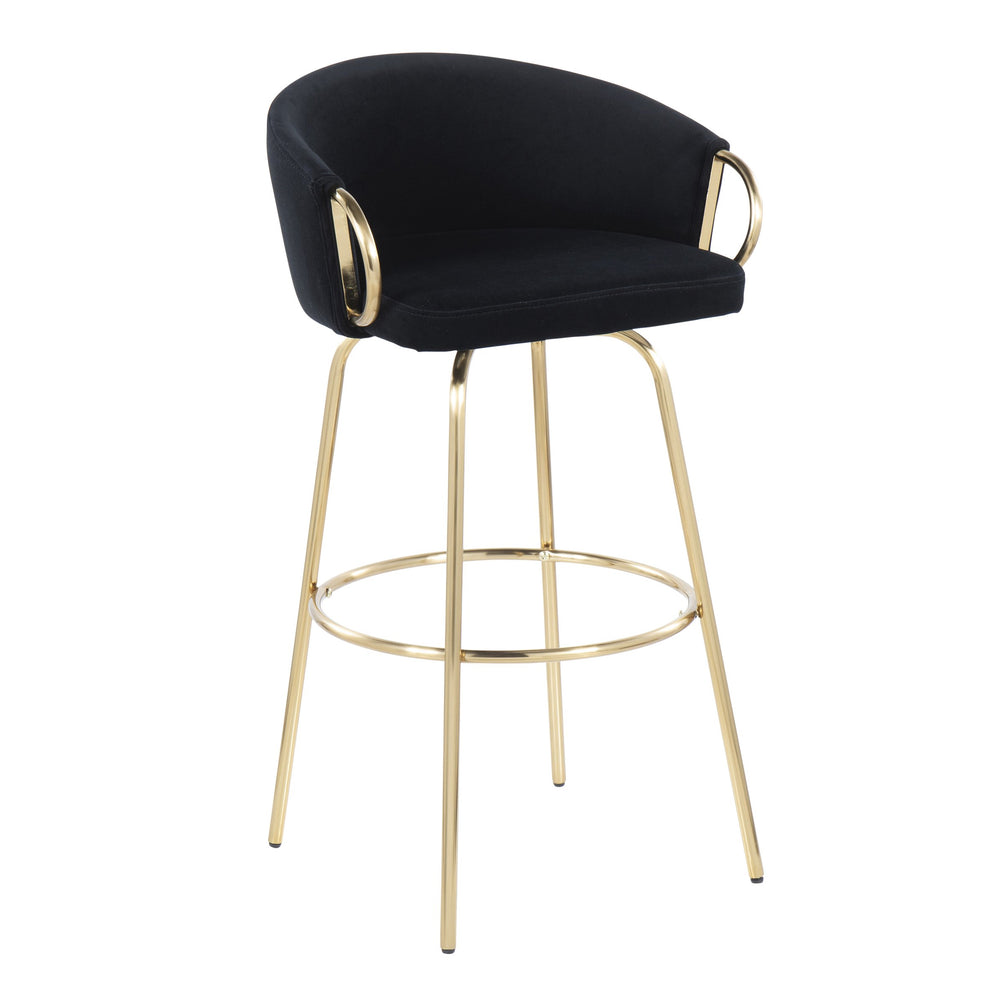 English Elm Contemporary Velvet Swivel Barstools with Gold Frame Glam Seating for Home Bar Set of 2 B202S00503