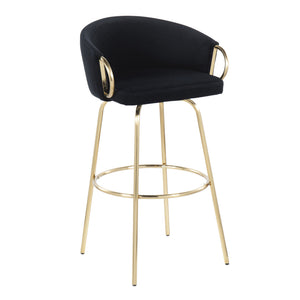 English Elm Contemporary Velvet Swivel Barstools with Gold Frame Glam Seating for Home Bar Set of 2 B202S00503