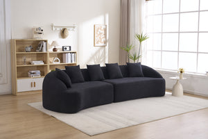 English Elm Compression Foam Curved Sectional Chenille Sleeper Sofa for Modern Living Rooms W2231S00051
