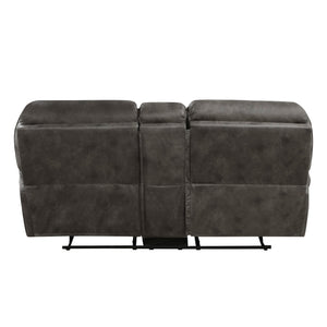 English Elm Plush Reclining Sofa and Loveseat Set Microfiber Upholstered Living Room Furniture Gray B011S01293