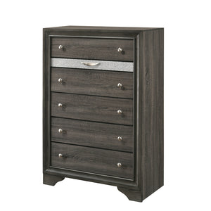 English Elm Naima Gray Finish Chest with 5 Drawers & Felt Jewelry Organizer, Silver Knobs, Smooth-Glide Runners B2726P261249