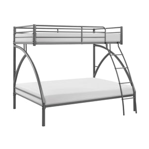 English Elm Gray Metal Twin-Over-Full Bunk Bed with Modern Lines, Space-Saving Youth Bedroom Centerpiece, Easy Assembly Gray 77 L x 60.25 W x 7.25 H B011P248591