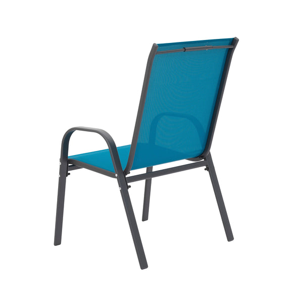English Elm 8 Piece High Back Outdoor Patio Chairs Stackable Steel Frame Breathable Mesh Seating Set Blue W640P417203