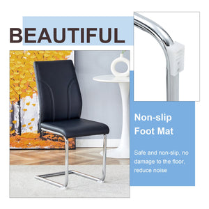 English Elm 6 Dining Chair Set Black PU Upholstered High-Back Chairs, Waterproof Stitching, Sturdy Legs, Easy Assembly W1151P203804