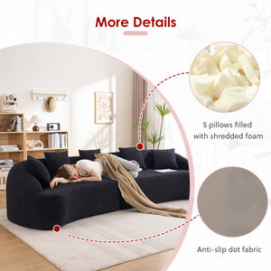 English Elm Compression Foam Curved Sectional Chenille Sleeper Sofa for Modern Living Rooms W2231S00051