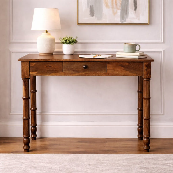 English Elm Solid Bamboo Handcrafted Writing Desk Minimalist Natural Grain for Small Home Offices B182P490929