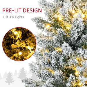 English Elm Homcom 5' Slim Pre-Lit Noble Fir Christmas Tree With 110 Led Lights - Perfect For Small Spaces! W2225P249653