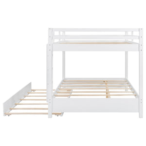 English Elm Wood Queen Size Bunk Bed With Trundle & Ladder – Stylish Space-Saving Solution For All Ages! N7090004008K-GIGA