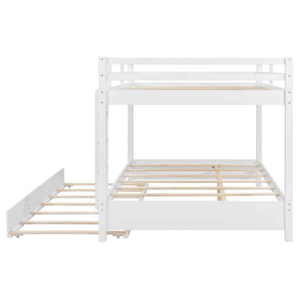 English Elm Wood Queen Size Bunk Bed With Trundle & Ladder – Stylish Space-Saving Solution For All Ages! N7090004008K-GIGA