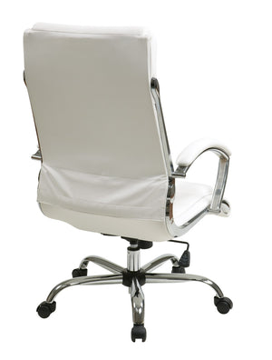 OSP Home Furnishings Executive Faux Leather Office Chair with Lumbar Support Chrome Accents and Padded Arms FL1327C-U11