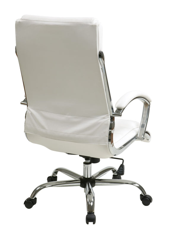 OSP Home Furnishings Executive Faux Leather Office Chair with Lumbar Support Chrome Accents and Padded Arms FL1327C-U11