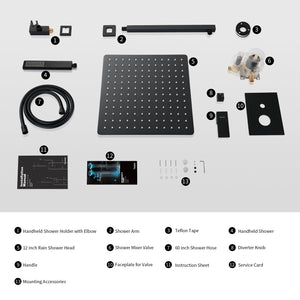 English Elm Male Npt Bathtub Shower Faucet Set - Matte Black Rain Shower & Waterfall Tub Filler For Modern Elegance T3177P277451