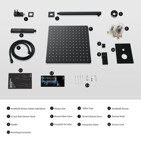 English Elm Male Npt Bathtub Shower Faucet Set - Matte Black Rain Shower & Waterfall Tub Filler For Modern Elegance T3177P277451