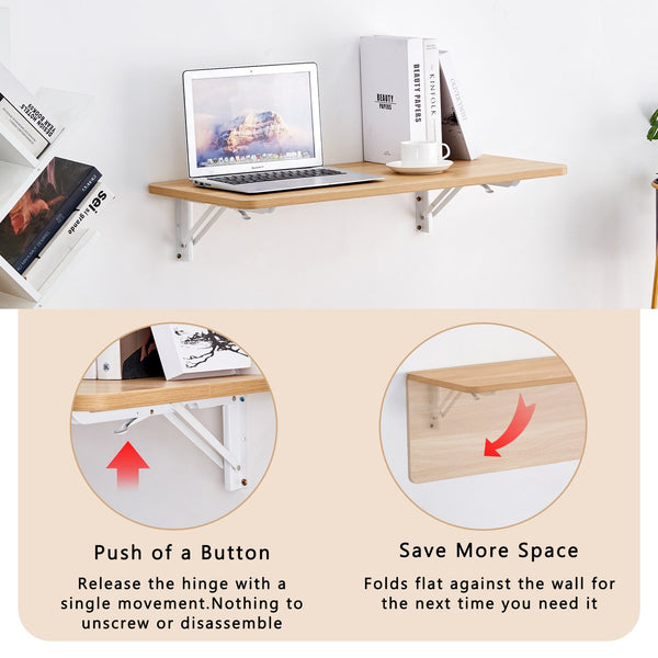 English Elm Laundry Wall Mounted Folding Table – Space-Saving Design, Perfect For Home Office, Kitchen & More! W3226P278937