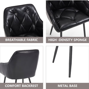 English Elm Dining Chairs Set Of 2 - Stylish Upholstered Faux Leather Armchairs For Comfort & Versatile Use W3112P262560