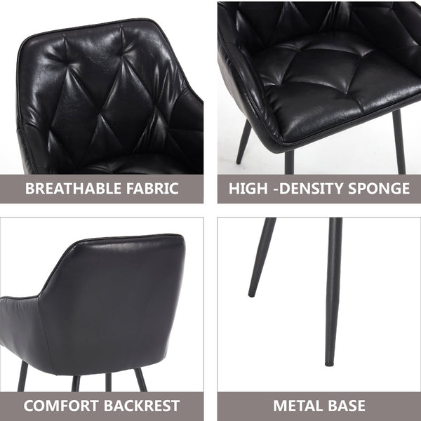 English Elm Dining Chairs Set Of 2 - Stylish Upholstered Faux Leather Armchairs For Comfort & Versatile Use W3112P262560