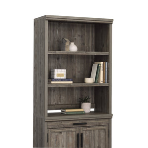 English Elm Library Hutch – Elegant Brown Finished Storage Solution With Adjustable Shelves For Versatile Use B356P367885