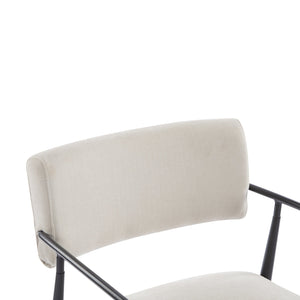 English Elm Christopher Knight Home® - Nora Mid-Century Dining Arm Chair with Foam-Padded High Back, Textured Fabric & Sturdy Metal Legs Beige,Black 30.7 L x 25.2 W x 19.7 H N776P272040I