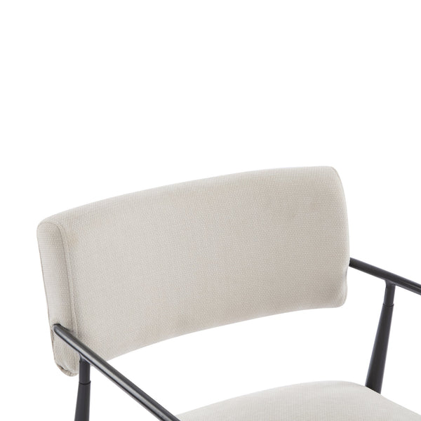 English Elm Christopher Knight Home® - Nora Mid-Century Dining Arm Chair with Foam-Padded High Back, Textured Fabric & Sturdy Metal Legs Beige,Black 30.7 L x 25.2 W x 19.7 H N776P272040I