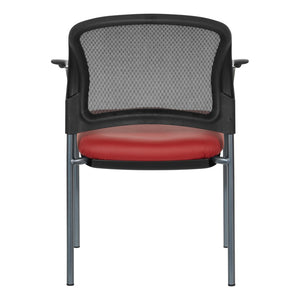 OSP Home Furnishings Progrid Mesh Back Stackable Chair with Titanium Frame for Conference Rooms Lipstick 86710R-R100