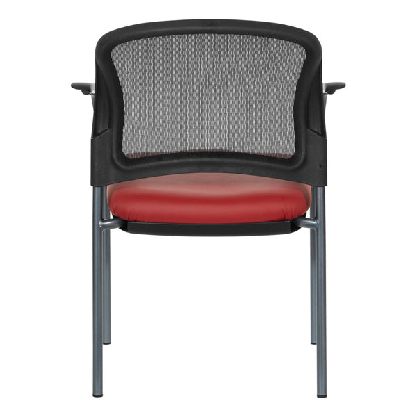 OSP Home Furnishings Progrid Mesh Back Stackable Chair with Titanium Frame for Conference Rooms Lipstick 86710R-R100