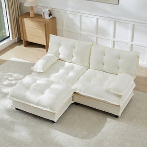 English Elm 77" Modular Cloud Sectional Chenille Couch Deep Lounge Seat with Ottoman for Living Room Beige W714S01675