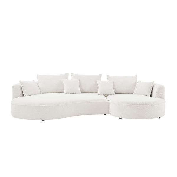 English Elm Curved Boucle Sectional Sofa – Cloud-Inspired Design For Modern Living, Comfort, And Style W876S00301