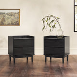 20" Solid Wood 2-Drawer Nightstand - Set of 2 Black LEEB4CBL-2PK Walker Edison